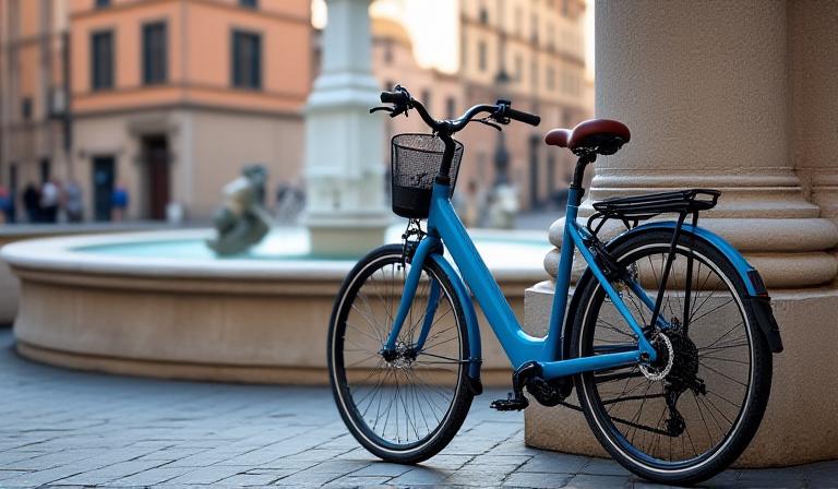 Bicicletta parcheggiata davanti a Piazza Navona
